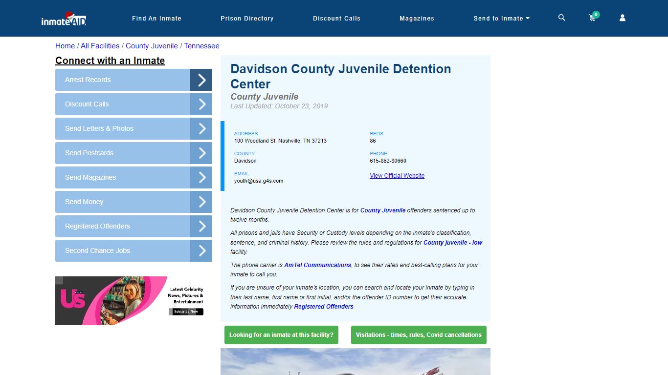 Davidson County Juvenile Detention Center - Nashville, TN - InmateAid