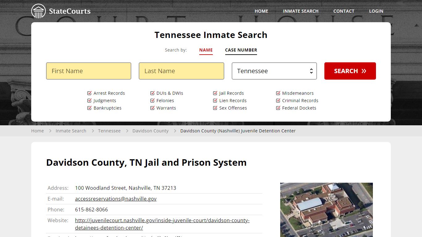 Davidson County (Nashville) Juvenile Detention Center Inmate Records ...